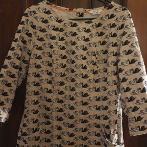 Swan printed corduroy dress
